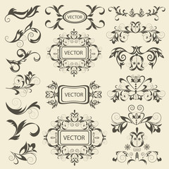 Set monograms, floral ornaments