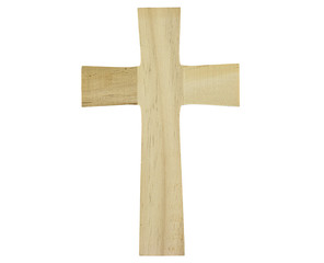Wooden cross isolated on white