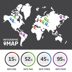 Naklejka premium Infographic template with card, pins, labels and percent