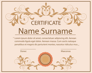 Certificate template floral ornament, printing