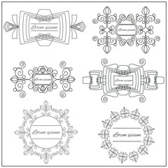 Set logos elegant ornament lines on a white background