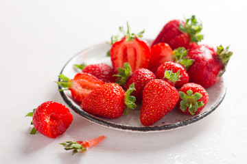 Fresh strawberry on plate