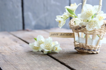 Obraz na płótnie Canvas happy birthday text and flowers