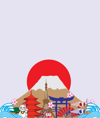 Obraz premium Beautiful Japan Travel Landmarks. Vector and Illustration.