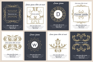 Set flyers templates with floral ornament