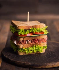 Gordijnen Club sandwich on the table © pilipphoto