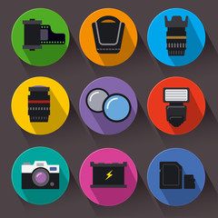 photo equipment icon set