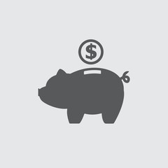 Piggy bank icon or sign. Symbol of saving money. Vector illustration.