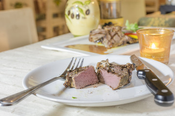 Rack of Lamb Cooked and Smoked on BBQ