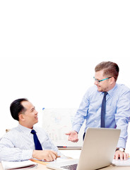 Fototapeta premium Two handsome young businessmen chatting