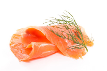 smoked salmon isolated on white