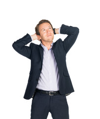 handsome man in suit standing isolated
