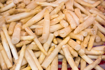 Fresh asparagus selling in a farmers market