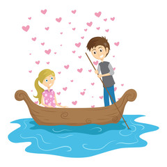 Happy Valentine Couple On The Boat