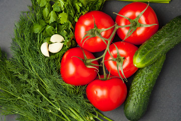 Healthy foods, vegetarian concept fresh on dark background top view. close up