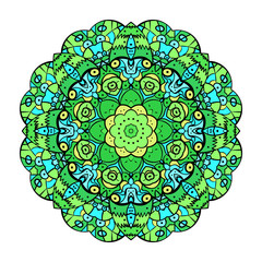 Vector mandala. Flower ornament. Floral mandala isolated on white. Hand drawn vector. For print, poster, banner, brochure, invite card.