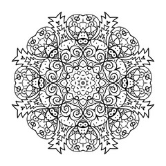 Vector mandala. Flower ornament. Floral mandala isolated on white. Hand drawn vector. For print, poster, banner, brochure, invite card.