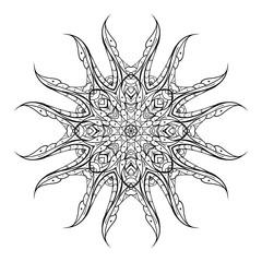 Vector mandala. Flower ornament. Floral mandala isolated on white. Hand drawn vector. For print, poster, banner, brochure, invite card.