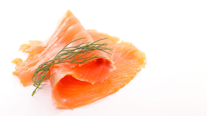 smoked salmon isolated on white