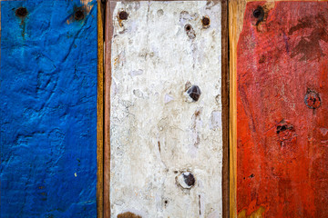 French flag painted on wooden boards
