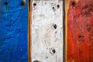 French flag painted on wooden boards