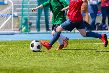 Obraz premium Football match for children. Training and football soccer tournament