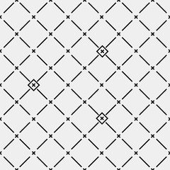 Pattern geometric seamless monochrome minimalistic diagonal lines and cross
