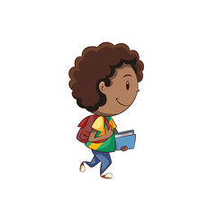 Boy walking with backpack
