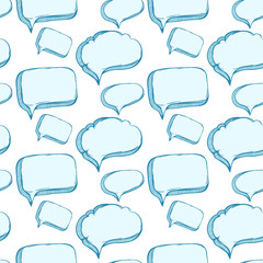 Sketchy Bubble Speech Blue Seamless Pattern