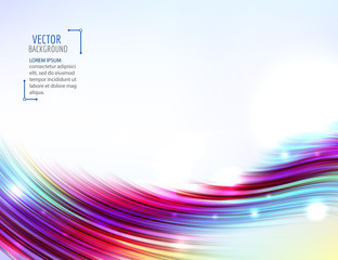 Abstract colorful waves on white background. Shiny bright curves background.