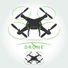 Drone with video camera isolated vector