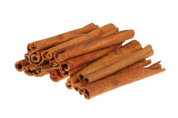 Cinnamon on white background