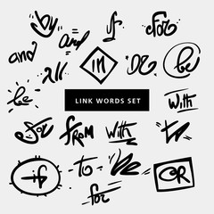 Catchwords grungy set. Black and white