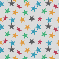 Sketchy Star Seamless Pattern With Grey Background