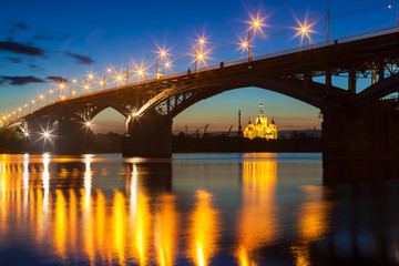 Fototapeta na wymiar Night view of Nizhny Novgorod