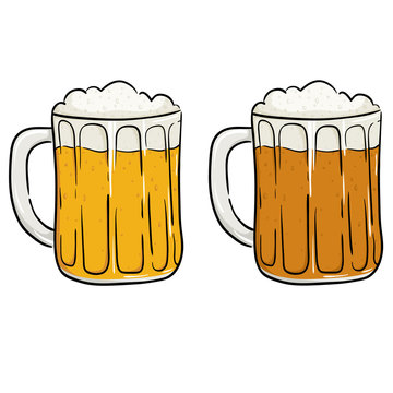 Two Cold Beer Glass With Foam