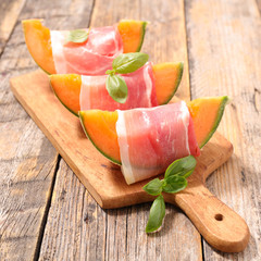 prosciutto and melon on board