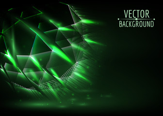Abstract shiny dark background. Glowing abstract lights. Vector background.