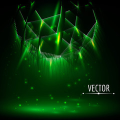 Abstract shiny dark background. Glowing abstract lights. Vector background.