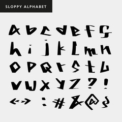 Geometric monochrome futuristic font or alphabet 