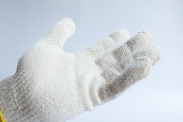 Hand in glove, symbolic White background