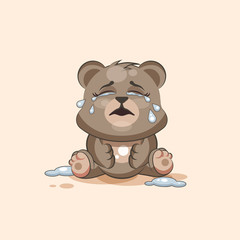 isolated Emoji character cartoon Bear crying, lot of tears sticker emoticon