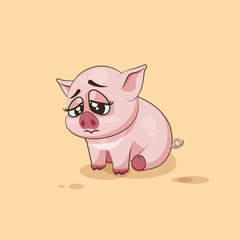 isolated Emoji character cartoon Pig sad and frustrated sticker emoticon