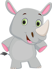 cute rhino cartoon posing
