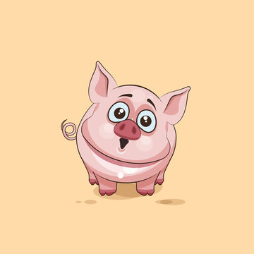 isolated Emoji character cartoon Pig surprised with big eyes sticker emoticon