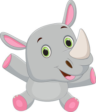 Happy rhino cartoon sitting