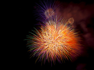 Beautiful colorful firework isolated display for celebration hap