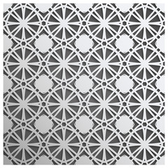 Silver on dark backdrop seamless geometric pattern. Tiled background with oriental motif 3D. Endless texture can be used for wallpaper, pattern fills, background of web page, surface textures