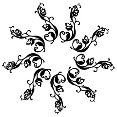 Pattern of black tangles mandala