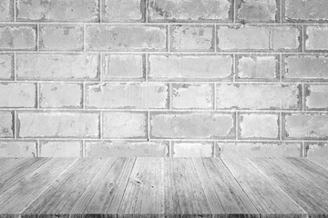 Red Brick wall texture surface with Wood terrace